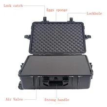 Высококачественная твердая пластмасса тяги чехол с колесами пластиковый ящик для инструментов