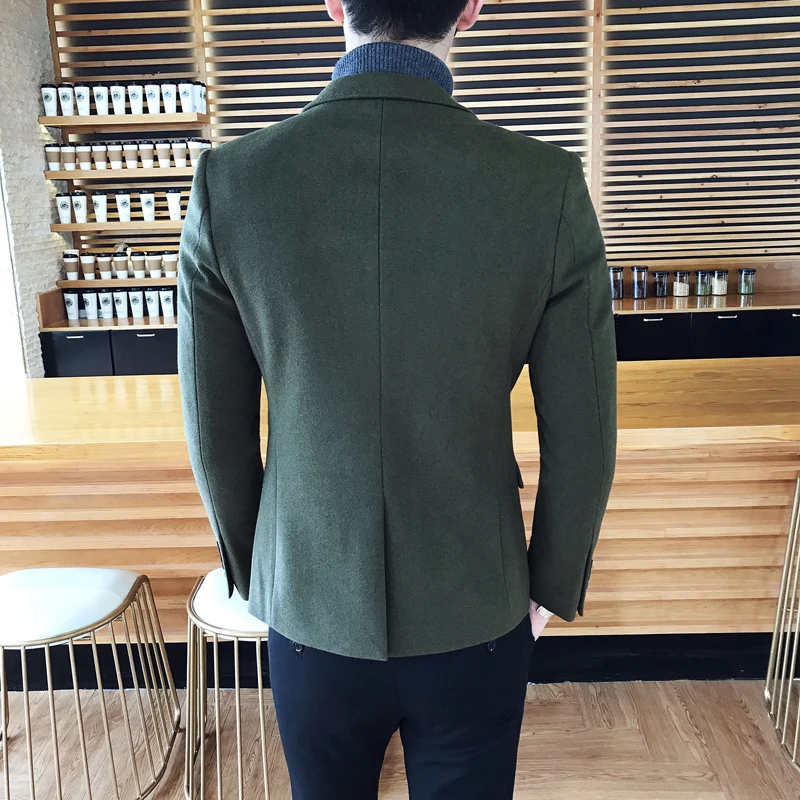 Маленький костюм мужской осенний и зимний корейский Тонкий Повседневный костюм мужской Британский красивый шерстяной пиджак