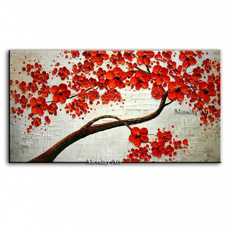 

Hand Painted Textured Palette Knife Flower Canvas Oil Painting Abstract Modern Picture Wall Art Christmas Gift Living Room Decor