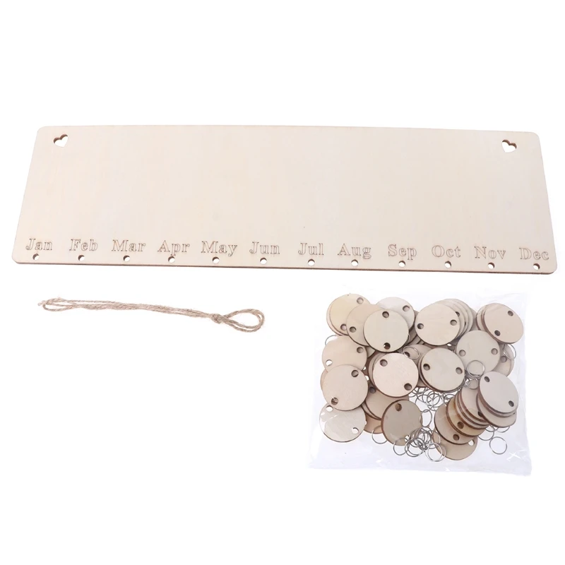 

Natural Wooden Hanging Calendar Blank Home Wall Decor Handmade Round Disc