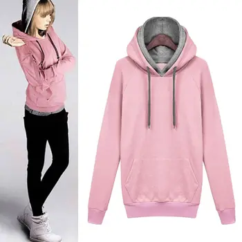 

Loose Fleece Pullover Long Sleeve Thicken Hoodies Monochrome Sweater Tops Perfect fit For Women and Girls