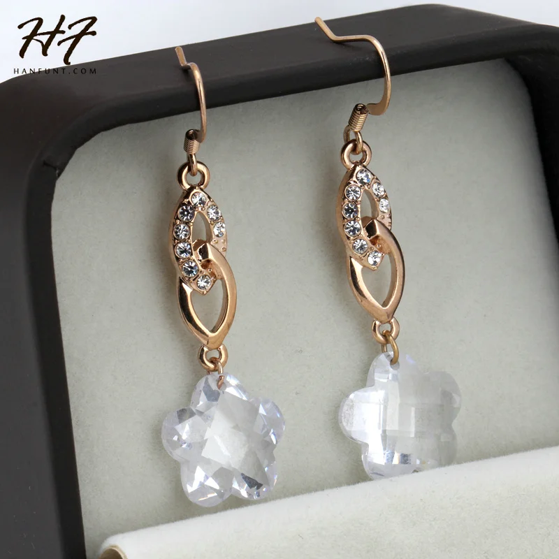 

Top Quality Clear Star Rose Gold Color Drop Earrings Jewelry Made with Genuine Austrian Crystal E550
