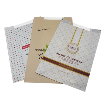 

300pcs Printed Kraft Paper Bag Bread Toast Packaging with Clear Back Side Baking Bakery Party 21*31+9cm 3 Design Wholesale