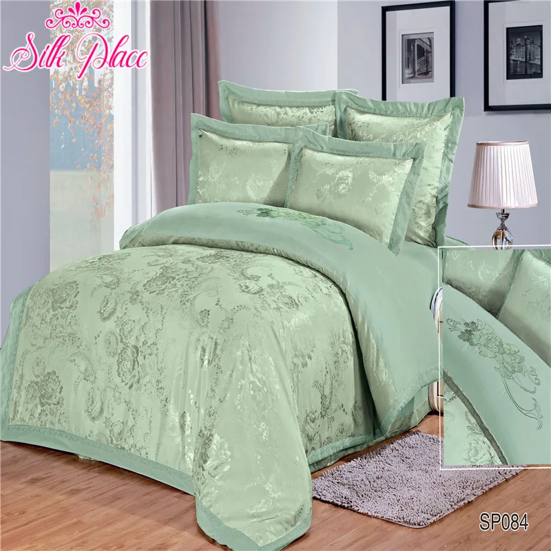 

"Silk Place" Fashion Quality Bedding Set Queen Size Jacquard Duvet Cover Bedsheet Pillowcase 4- 7pcs Europe Size