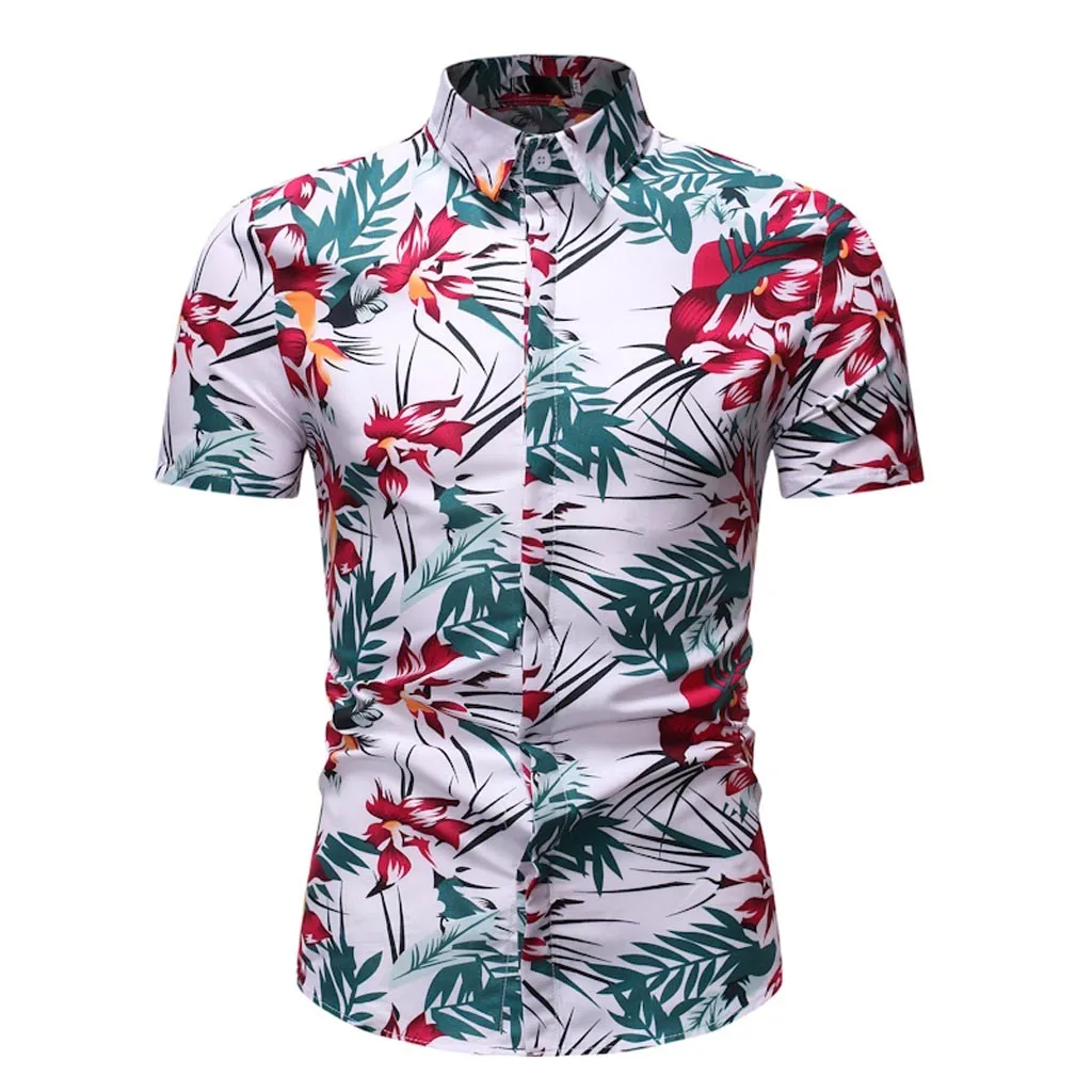 

Men's Shirt Summer Casual hawaiian shirt Comfy Printed Turn-Down Collar Slim Fit Short Sleeve Top Shirt Blouse Men camisa hombre