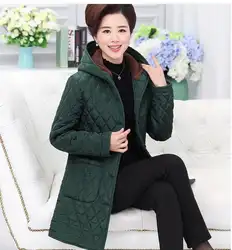 Пуховики и парки Бесплатная доставка Новые Модные женские длинный отрезок среднего возраста мама куртка с капюшоном пальто размер XL-6XL 92075
