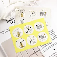 120 шт/партия, 3 стиля, Рождественский олень, круговой декоративный стикер, Уплотнительная наклейка, упаковка для выпечки, коробка для торта, украшение