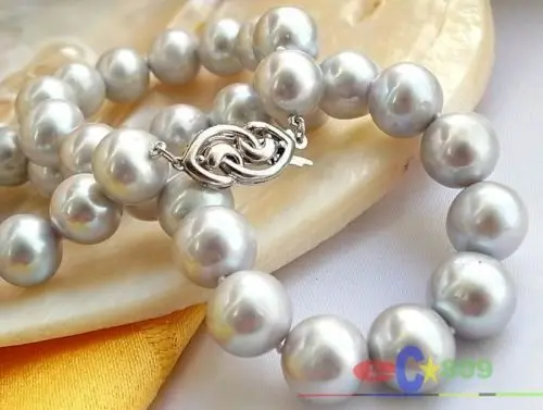 

A AAA++17" 12MM GRAY ROUND FW CULTURED PEARL NECKLACE