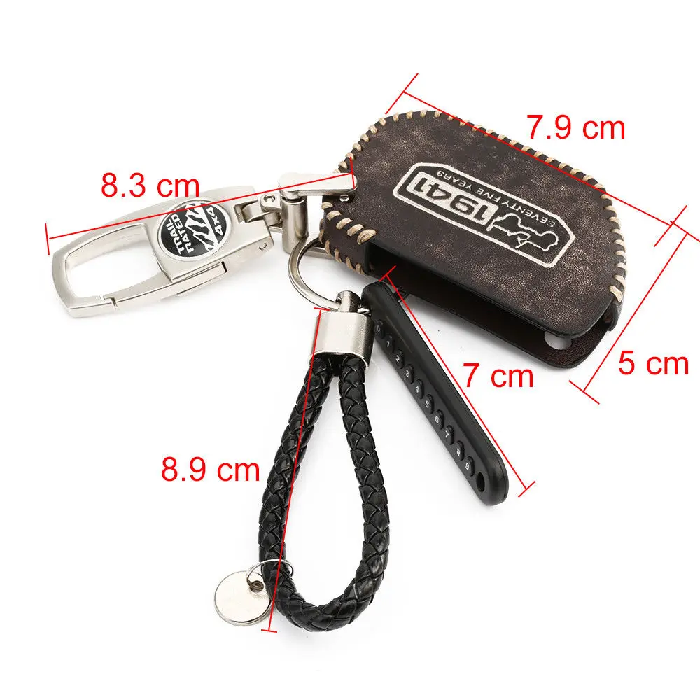 Автомобильный ключ держатель для кожаного чехла чехол Ретро стиль брелок для Jeep Wrangler JL+ аксессуары коричневый/черный линия
