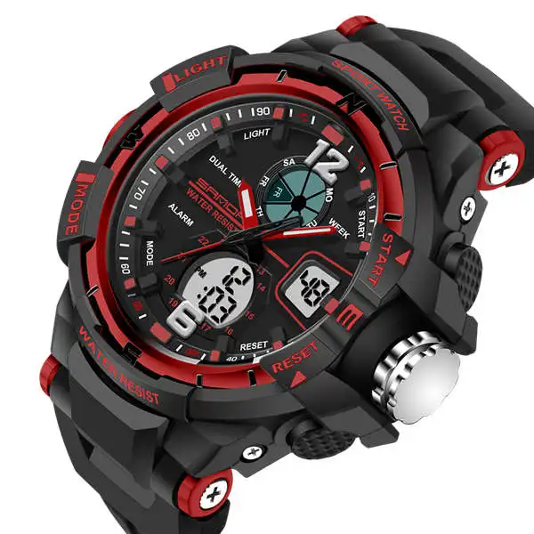 Sanda распродажа новые брендовые модные часы мужские G стильные водонепроницаемые спортивные военные часы S-shock мужские Роскошные Кварцевые светодиодные цифровые часы - Цвет: Красный