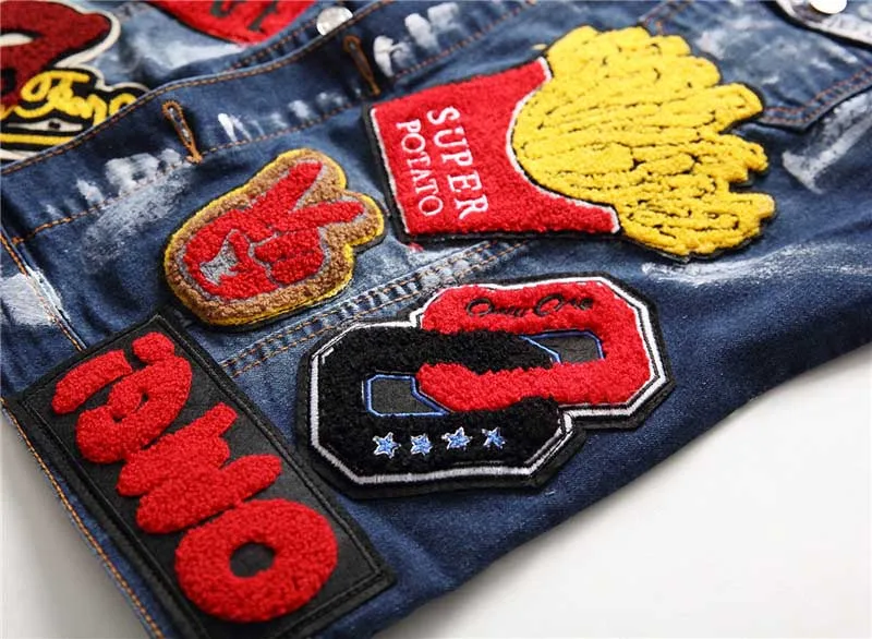 Mcikkny New Fashion Men's Embroidery Denim Vest With Patches Slim Fit Sleeves Jeans Jackets For Male Waistcoats Size M-3XL (6)