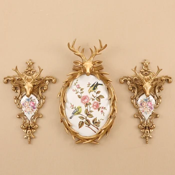 

Modern Resin Deer Head Wall Hanging Crafts Decoration Coffee Shop Wall Sticker Pendant Craftwork Livingroom Wall Mural Ornaments