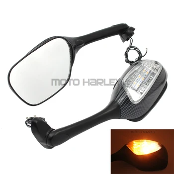 

Led Carbon Side Rear View Mirrors Turn Signal For Suzuki GSXR 600 750 06-15 GSXR1000 05-15