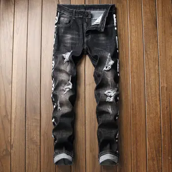 

2019 Fashion Hip Hop Patch Men Retro Jeans pantalon homme jean Spring Biker Jeans Men Slim Destroyed Torn Ripped Denim Man Jeans