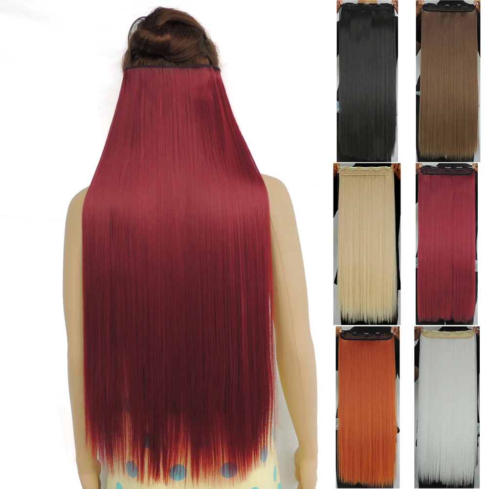 120g 28 inch long clip in hair extensions straight hairpiece synthetic 5 clips on hair extension hairpieces 25 colors available