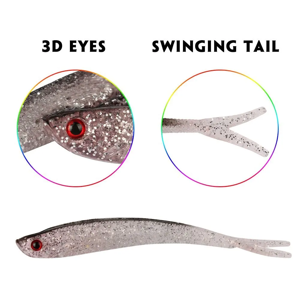 Новинка, 5 шт./лот 10/13 см для рыбалки, мягкие силиконовые приманки 3,7/7g 3D глаза искушение Карп рыболовные приманки искусственные наживки плавающие наживки