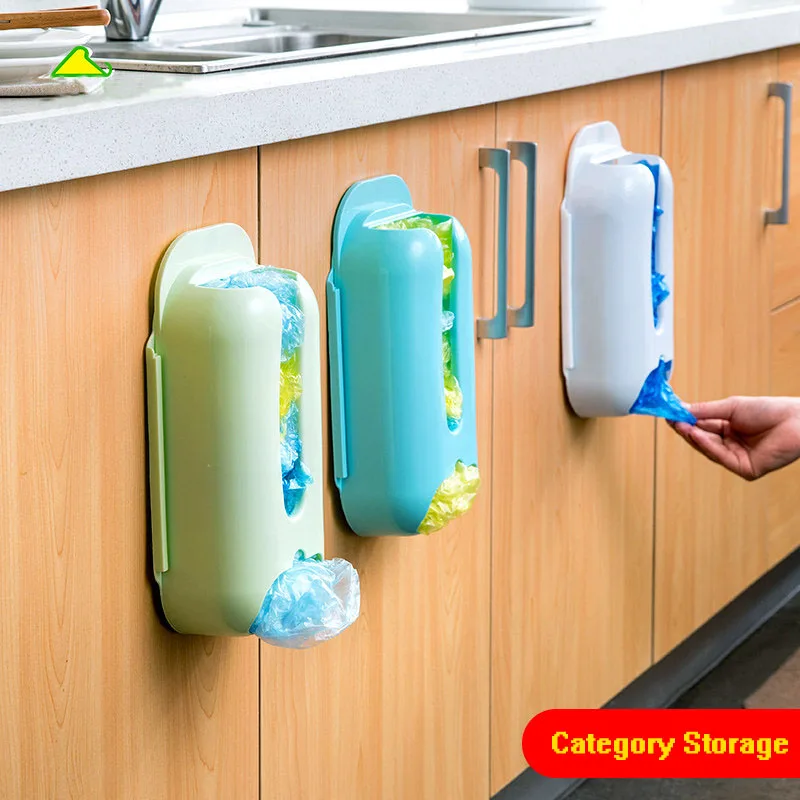 Home Useful Wall Mount Plastic Carrier Bag Storage Container Holder Organizer Recycle Box Hot