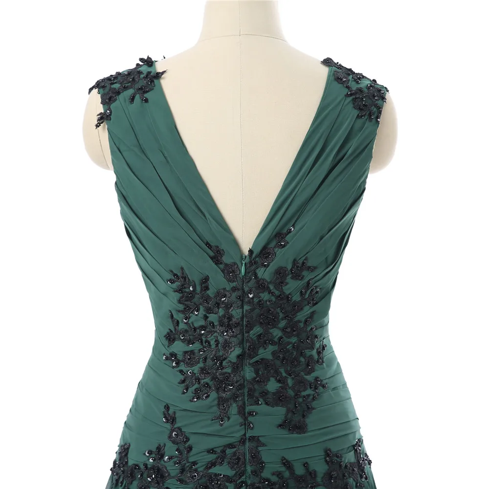 Зеленое Вечернее платье трапециевидной формы с v-образным вырезом и рукавами-крылышками, шифоновое кружевное женское длинное вечернее платье с бисером, платье для выпускного вечера, халат De Soiree