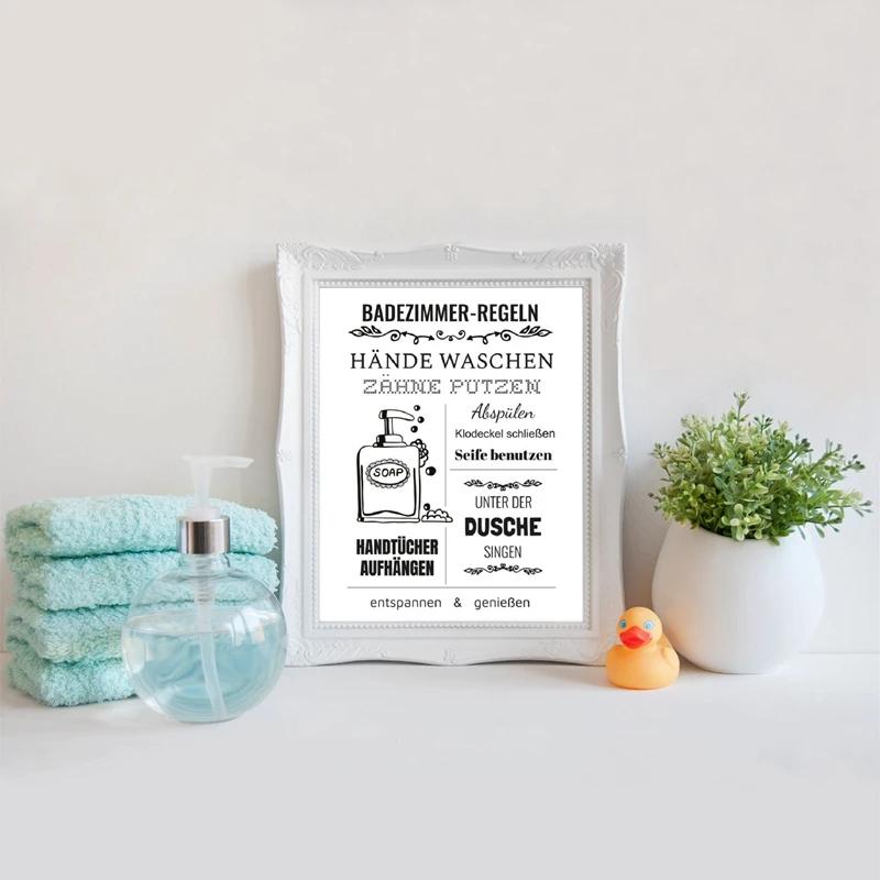 Bathroom rules Canvas Art Painting Home Decor
