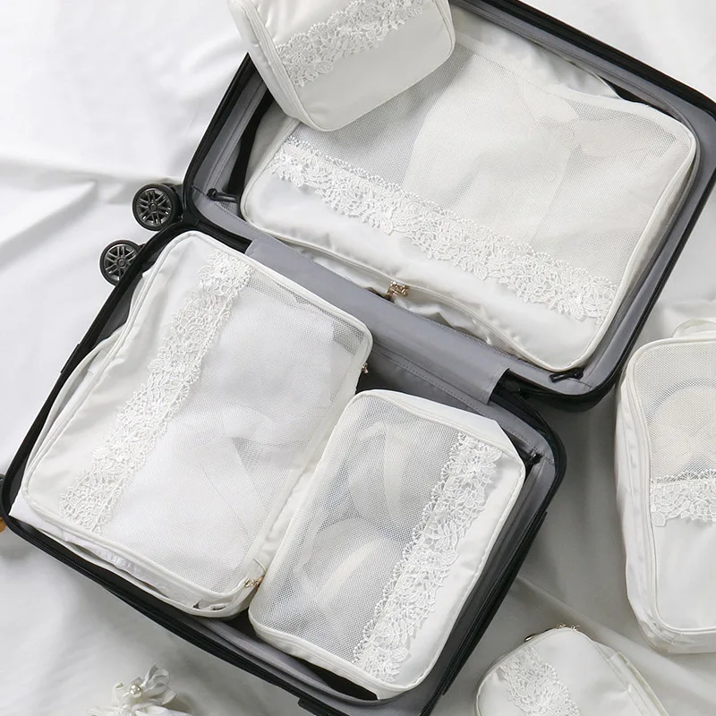 

3Pcs/Set Portable Lace Pattern Travel Bag Women's Travel Necessary Storage Clothing Underwear Multifunctional Accessorie Product