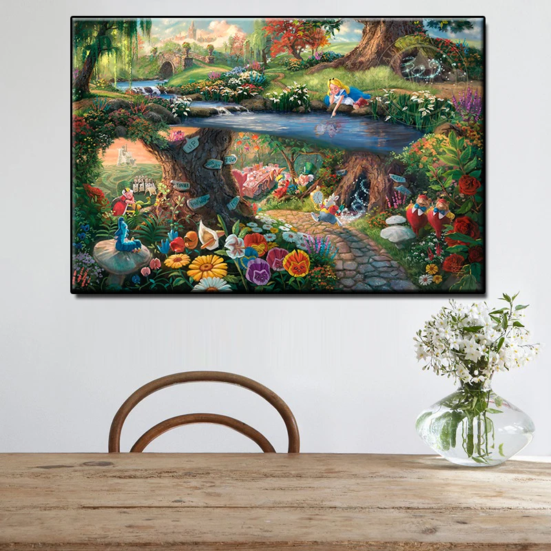 

Alice in Wonderland Midnight Modern pop elements wall HD canvas printing art Giclee home decoration murals no frame
