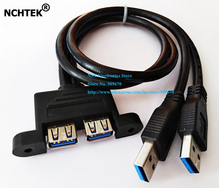 

NCHTEK Combo Two USB 3.0 Male to USB 3.0 Female Extension Cable with Screw Panel Mount Holes About 50CM/Free Shipping/1PCS
