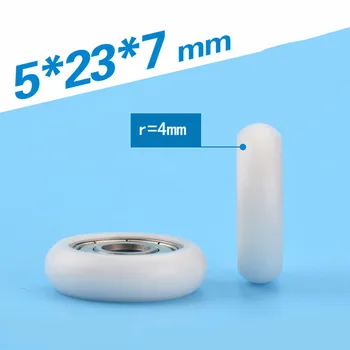 

5x23x7mm poleas rodamiento 3d printer pulley embedded bearing plastic windows small wheel nylon POM R type