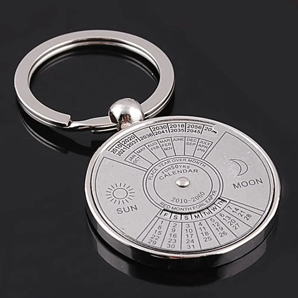 

NEW 50 Years Perpetual Calendar Keyring Fashion Vintage Keyfob Unique Compass Metal KeyChain Gift