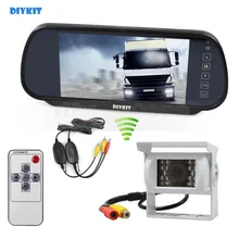Diykit Беспроводной 12vdc 7 дюймовый HD зеркало Мониторы автомобиля Мониторы Водонепроницаемый ПЗС заднего вида автомобиля Камера белый для Караван грузовиков автобус Ван