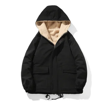 

Loldeal Men Fall Hooded Sweater Coat Winter Warm Wool Zipper Pocket Cotton Outwear