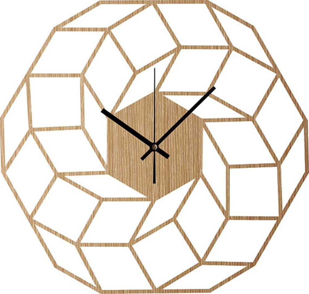 Silent Natural Oak Clock Wood Living Room Clock Modern Wall Clocks Wood