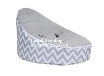 

COVER ONLY, NO FILLINGS - light grey chevron baby bean bag chair, sleeping beanbag sofa beds for children