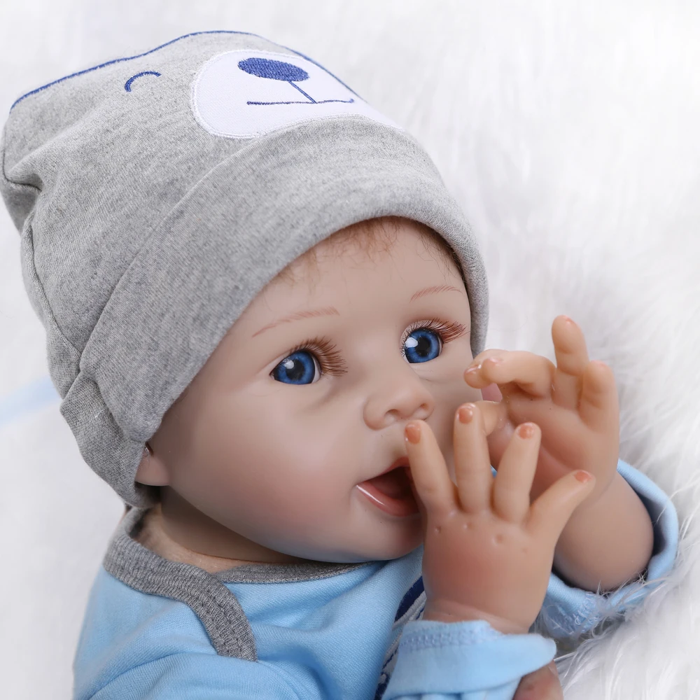 22 дюйма 55 см Reborn Baby Doll мальчик малыш силиконовый корпус Boneca с одеждой голубые глаза Brinquedos реалистичные милые подарки игрушки для детей