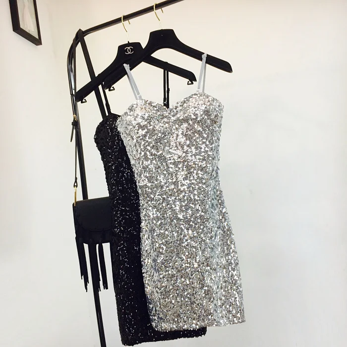 

2019 Sexy silver sequin women dress Deep v neck sleeveless short dress Elegant evening party dresses casual summer vestidos