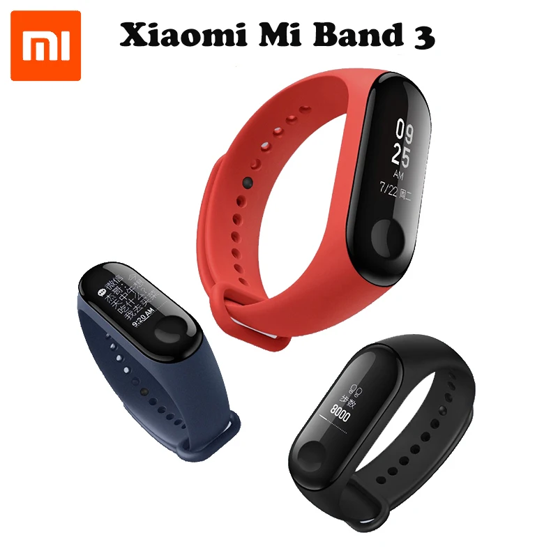 Pre-venta 2018 nuevo Original Xiao mi banda 3 pulsera inteligente-negro, 0,78 pulgadas OLED mensaje instantáneo identificador tiempo Forecate
