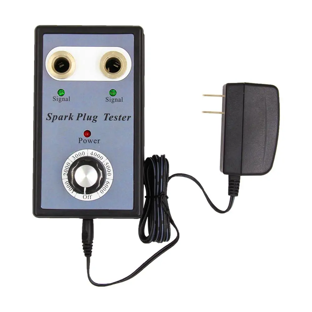 Dual Hole Car Spark Plug Tester Detector With Power Adapter Black Color