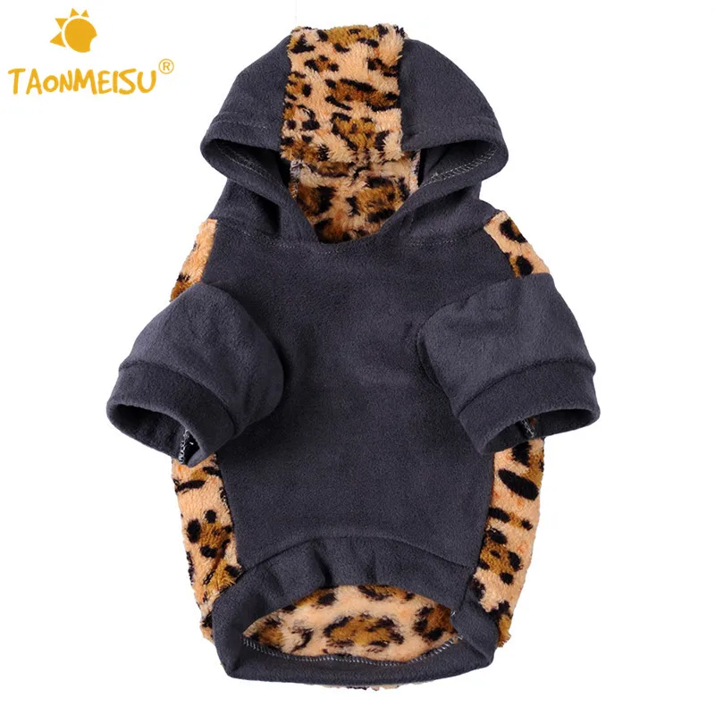 

Pet Dogs Warm Hooded Sweatshirt Leopard Print For Pets Puppy Thermal Coat for Pets Animals Jackets Dog Accessories Free Shpping