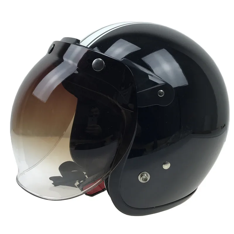 Винтаж шлем с открытым лицом шлем пузырьковый козырек шлем стекло для всех видов шлемов с 3 пряжкой, 10 цветов в ассортименте