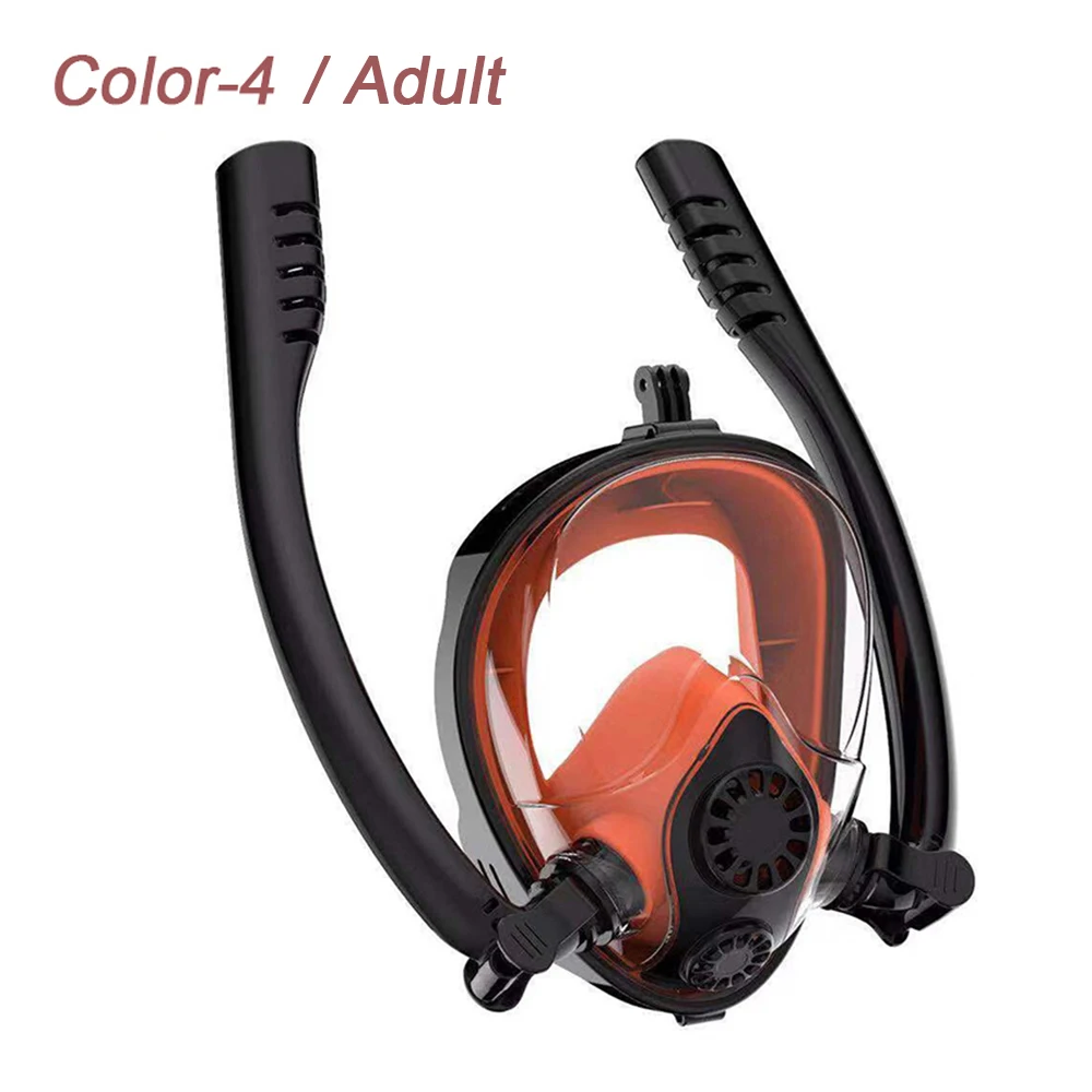 Diving Mask Double Snorkels Advanced Breathing System Scuba Mask Anti Fog Snorkeling Mask Kids Swimming Snorkel Diving Equipment - Цвет: Adult 4