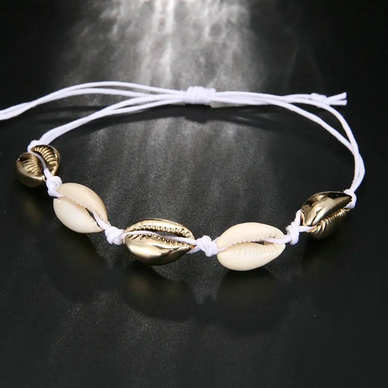 

Fashion high quality bohemian natural sea shell conch men women bracelet anklet silver gold shell bead jewelry ladie convenient