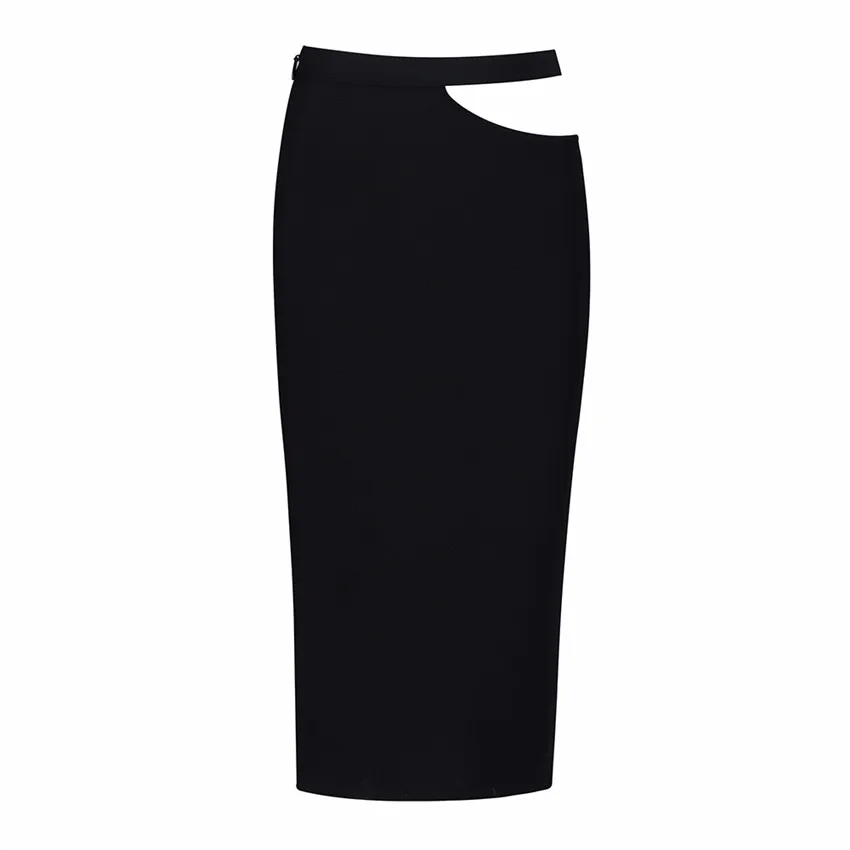 Bevenccel новая сексуальная комбинация юбка-бандаж на талии с вырезами элегантная длинная юбка тонкая летняя женская юбка - Цвет: Черный