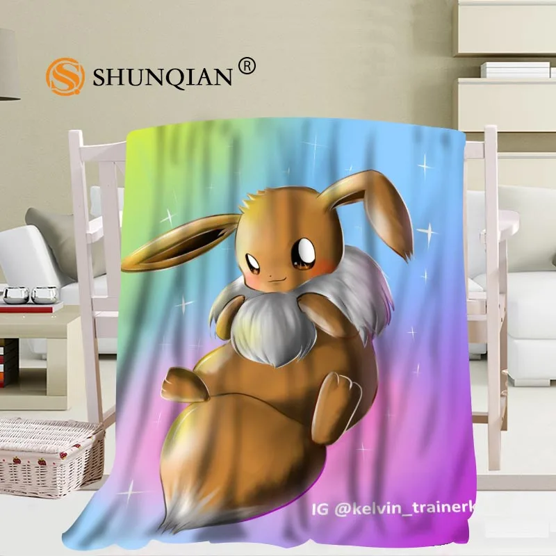 Пользовательские Eevee(Покемон) одеяла из фланелевой ткани 56x80 дюймов 50X60 дюймов 40X50 дюймов диван кровать плед ребенок взрослый теплое одеяло - Цвет: Blanket