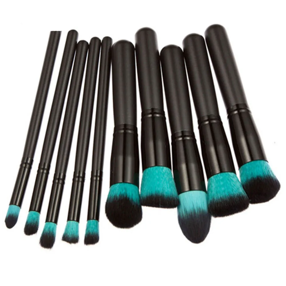 10 шт./7 шт./1 шт. набор кистей для макияжа с деревянной ручкой нейлоновые волосы Однослойная кисть для пудры Coesmetic Make up Tool - Handle Color: 10Pcs Blue Black