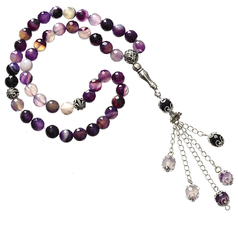 

Colorful Striped Agate Faceted 8mm Prayer Beads Making Design Fashion Rosary Bracelets 16inch F024