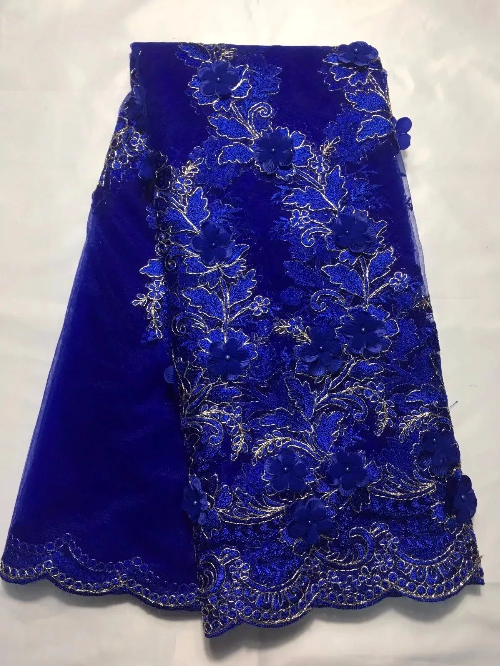 

Newest tulle lace with beads and stones french lace fabric net royal blue tulle laces fabric for bide wedding dress