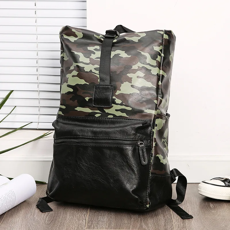 

2019 Fashion Shoulder School Bag Computer Bag Men Women Camouflage Casual Leather Backpack Bookbag