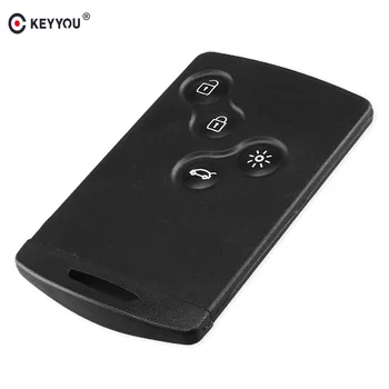 

KEYYOU High Quality Remote Smart Card Key Shell For Renault Laguna Koleos Clio 4 Button Auto Car Key Case Fob with Blade