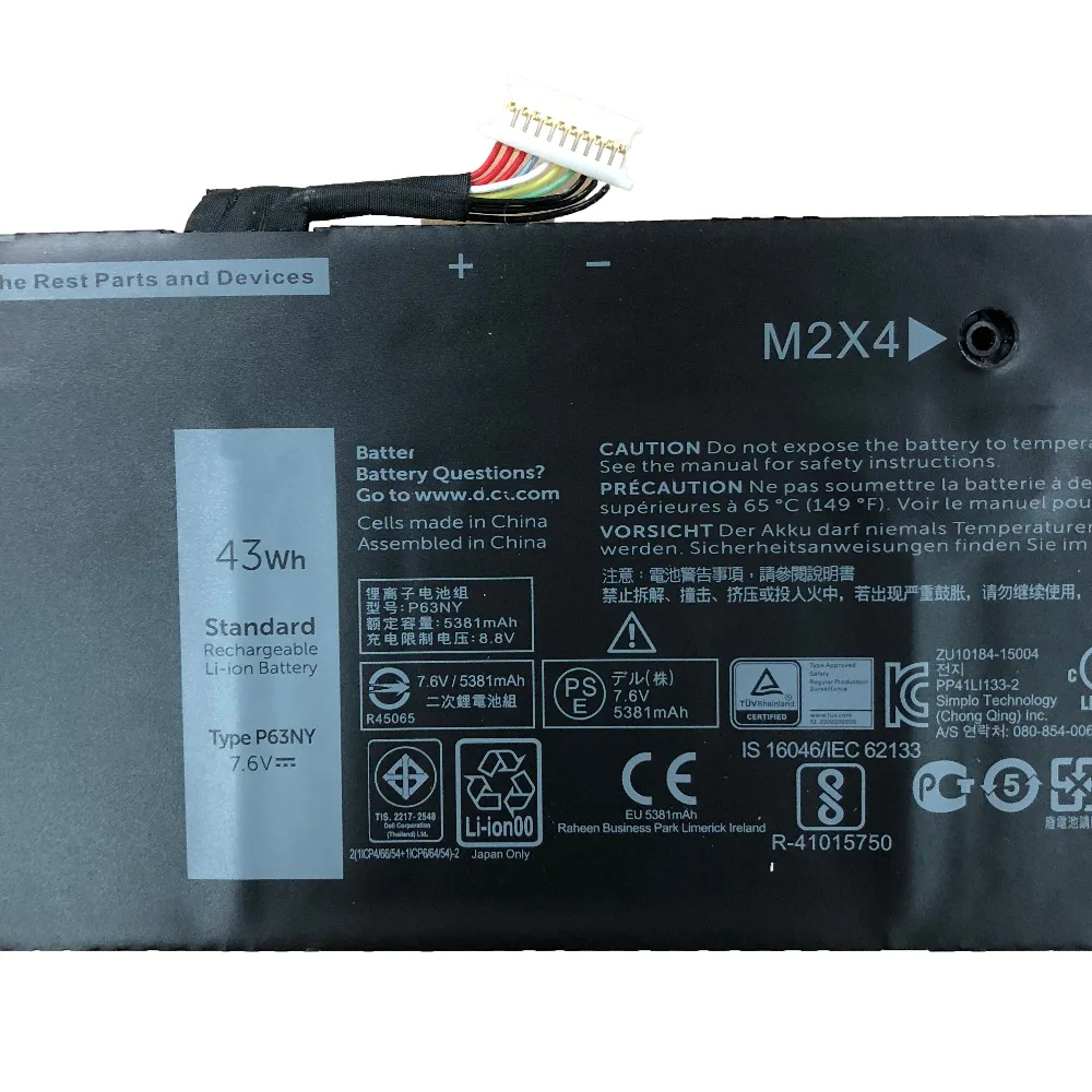 7 6 V 43wh 5381mAh P63NY новый оригинальный Аккумулятор для ноутбука N3KPR Dell Latitude 13 7370