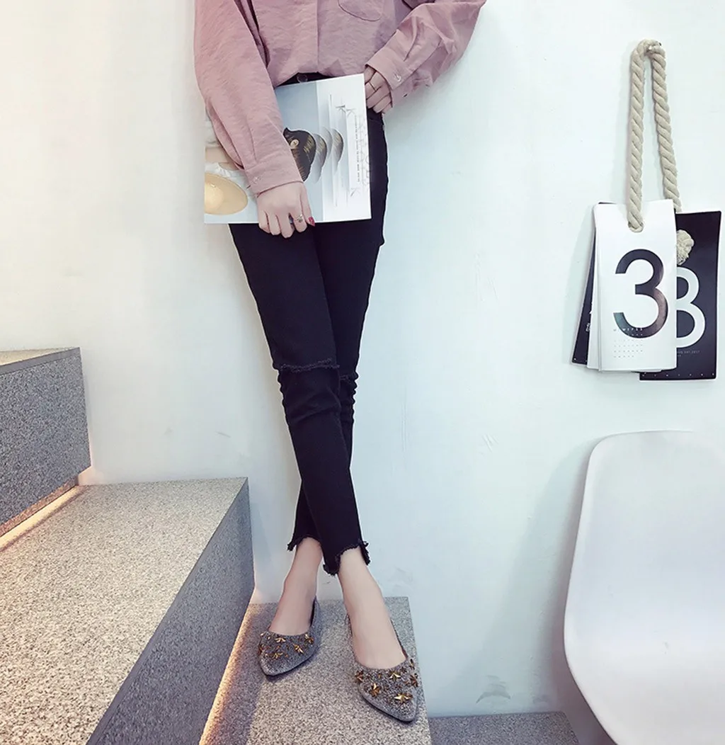 2019 Mocassins Métal Zapatos Profonde De Casual Peu argent Vintage Unique Bling marron Mode Mujer En Printemps Chaussures Étoiles Noir Dames Femmes rprwfP