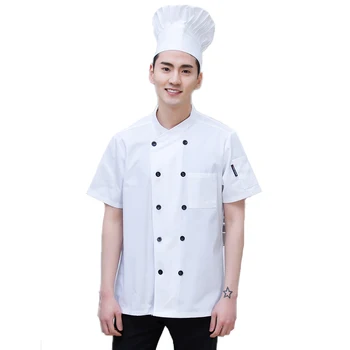 

Hight Quality Short-sleeved Chef Jacket Unisex Restaurant Hotel Work Wear Overalls Kitchen Food Service Home Uniform Coat Suits